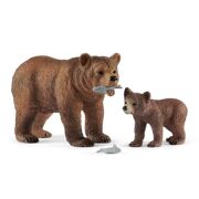 Schleich Vrouwelijke Grizzlybeer met Grizzlybeertje